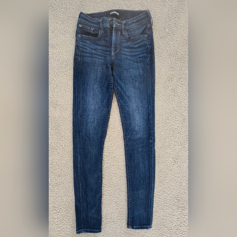 Express Dark Wash Jegging Size 0 Regular - Picture 3 of 6